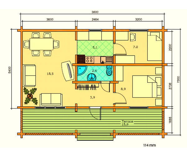 Plano 1 Casa de Madera Elly