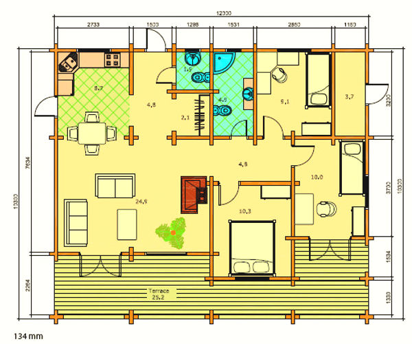 Plano 1 Casa de Madera Esther