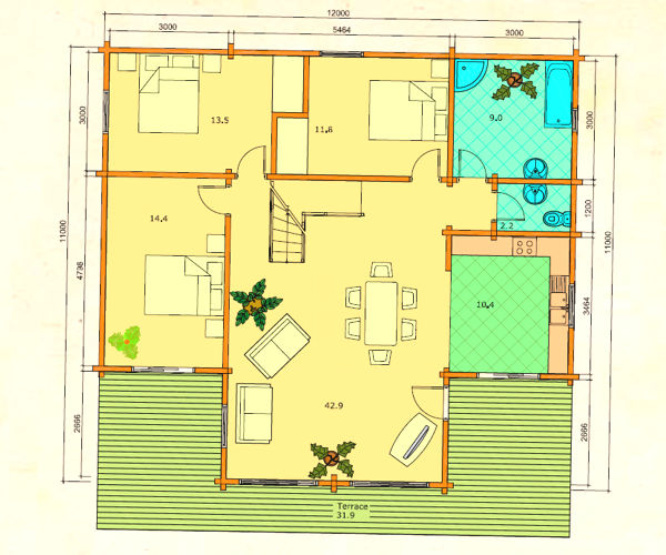 Plano 1 Casa de Madera Gerda