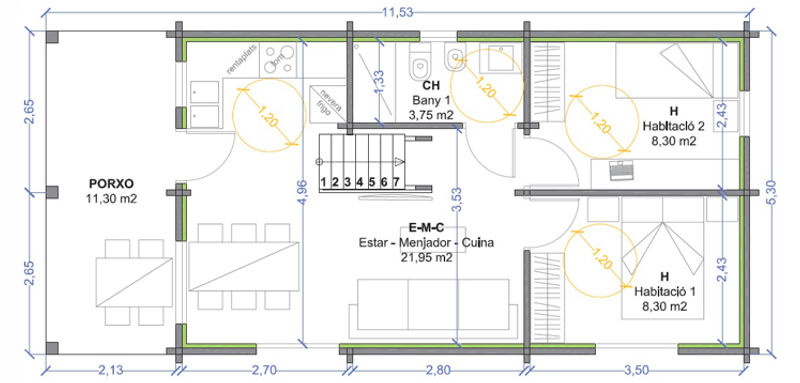 Plano 1 Casa de Madera Girona