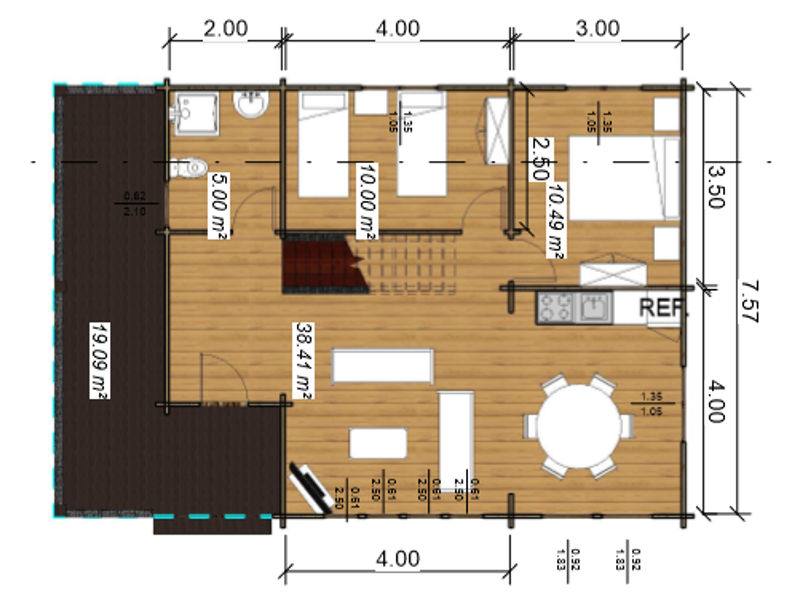 Plano 1 Casa de Madera Londres Fresno