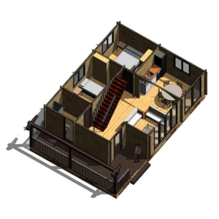 Plano 4 Casa de Madera Londres Fresno