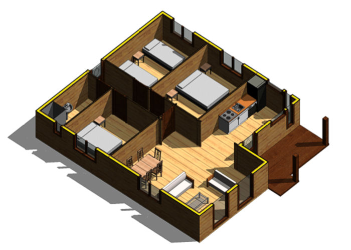 Plano 1 Casa de Madera Mexico